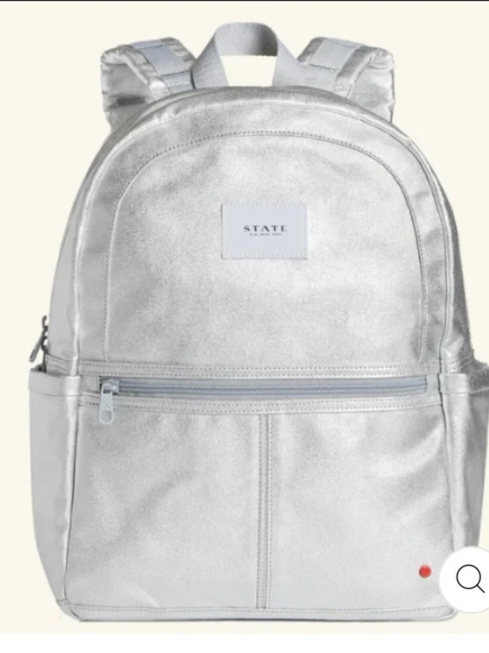 NWT STATE Bags Kane Kids Backpack in a shimmering silver metallic color